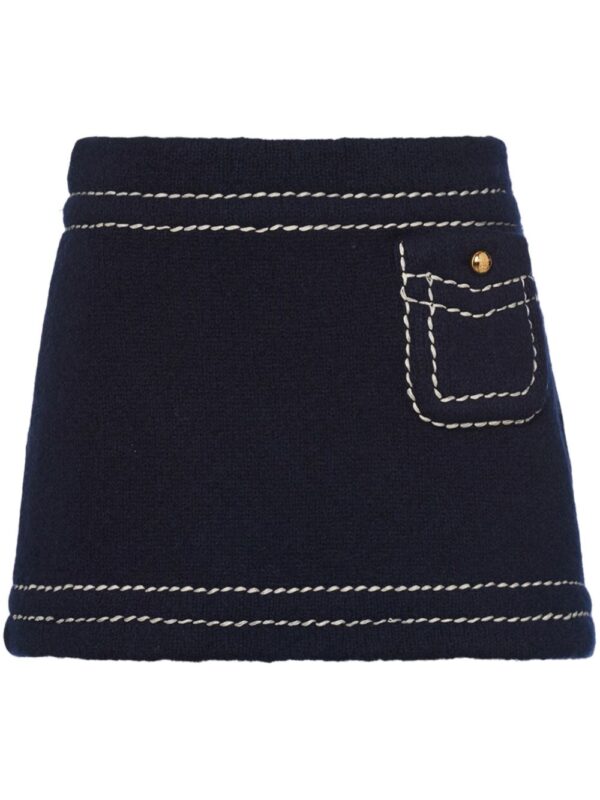 Prada  contrast-stitching cashmere miniskirt
