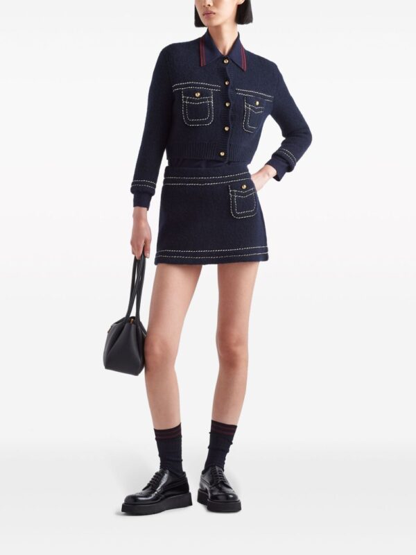 Prada  contrast-stitching cashmere miniskirt - Image 2