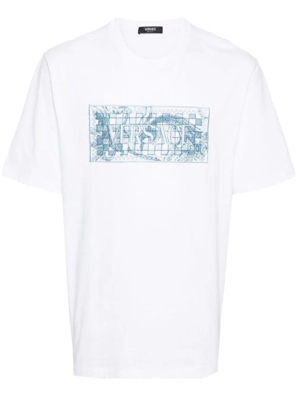 Versace  logo-embroidered cotton T-shirt