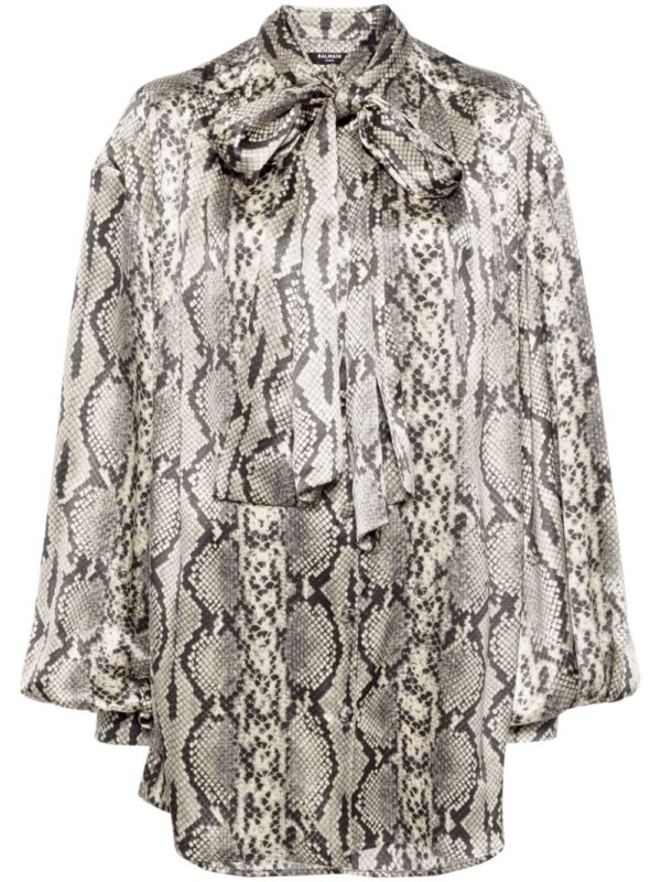 Balmain snakeskin-print silk blouse