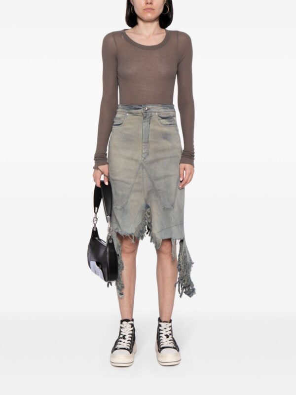 Rick Owens DRKSHDW  distressed denim skirt - Image 2