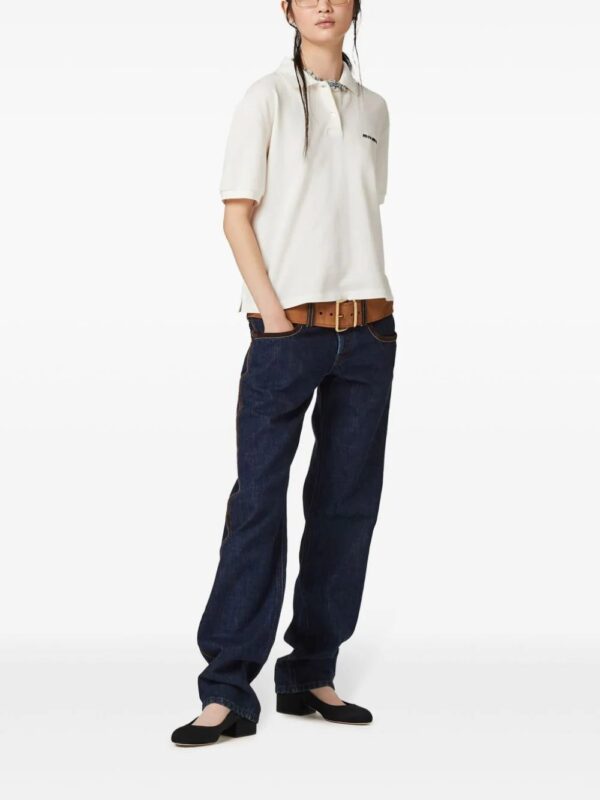 Miu Miu  logo-embroidered cotton polo shirt - Image 2