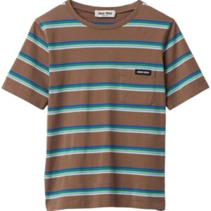 Miu Miu  logo-patch striped T-shirt