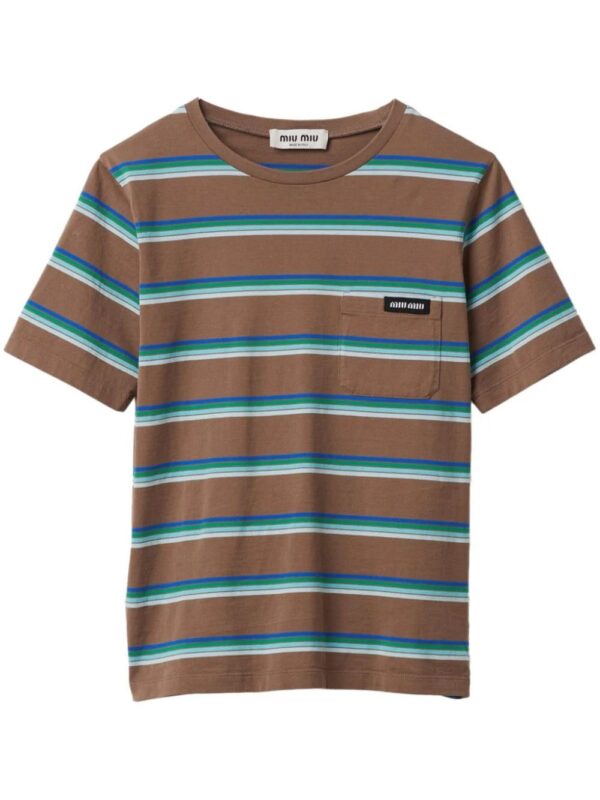 Miu Miu  logo-patch striped T-shirt