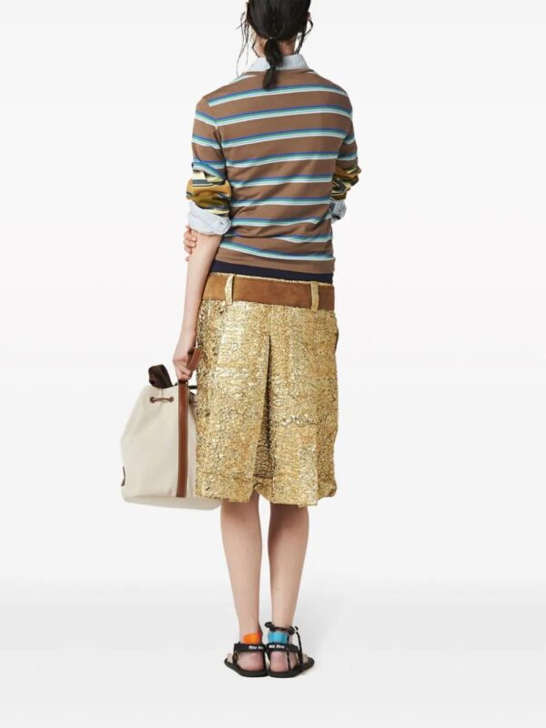 Miu Miu  logo-patch striped T-shirt - Image 3
