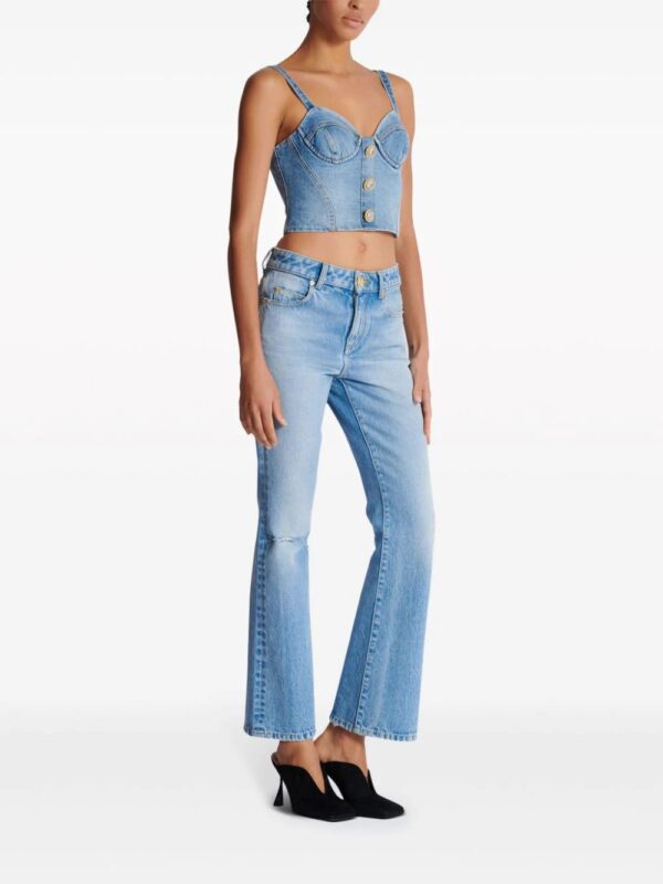 Balmain  buttonned denim crop top - Image 3
