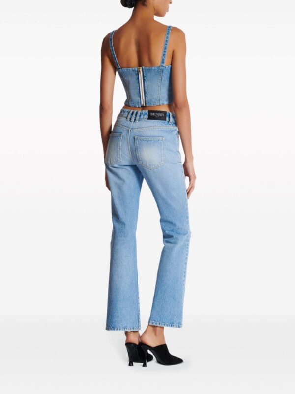 Balmain buttonned denim crop top - Image 4