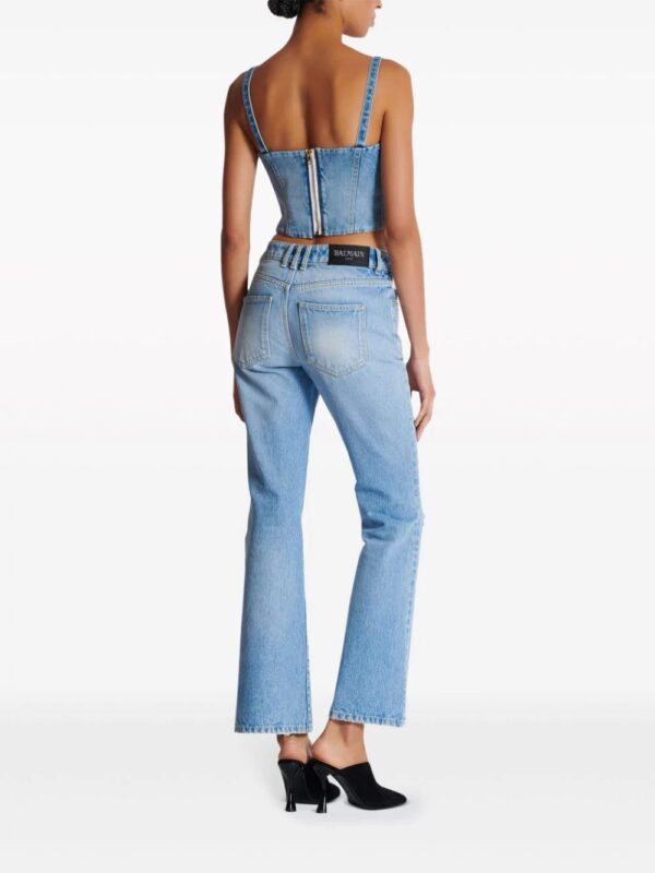 Balmain  buttonned denim crop top - Image 4