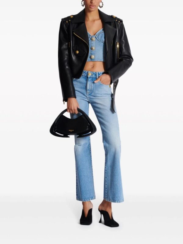 Balmain  buttonned denim crop top - Image 2