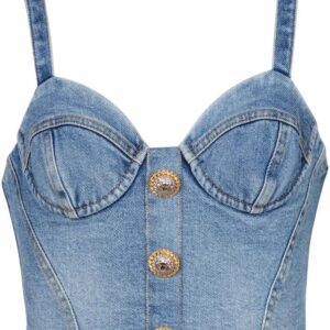 Balmain buttonned denim crop top