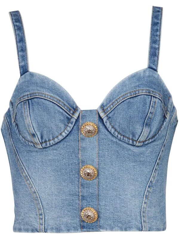 Balmain  buttonned denim crop top