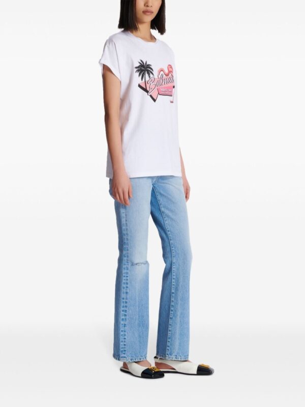 Balmain Flamingo-print cotton T-shirt - Image 3