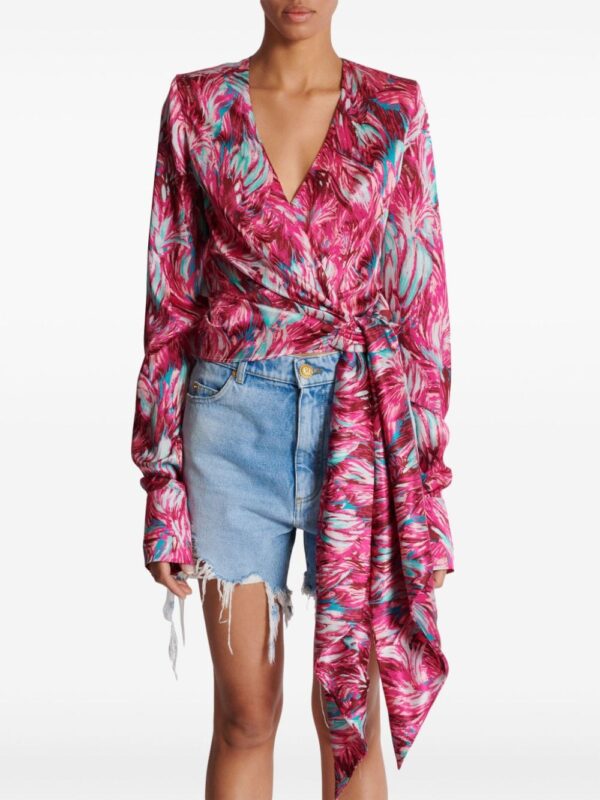 Balmain Feather-print silk blouse - Image 5