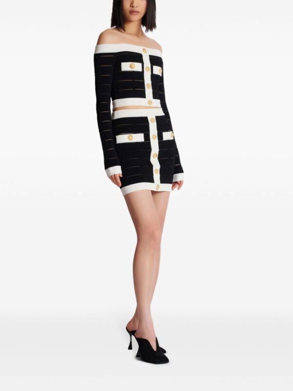 Balmain  button-embellishment knitted mini skirt - Image 3