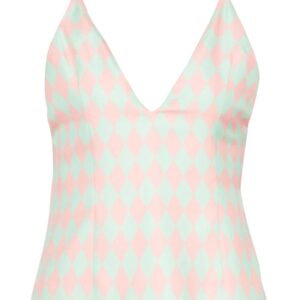 Balmain diamond-print silk top