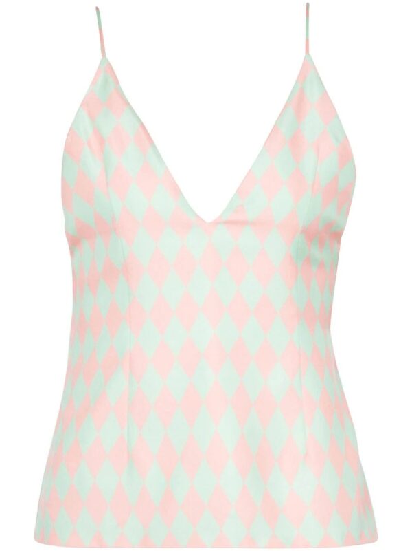 Balmain  diamond-print silk top