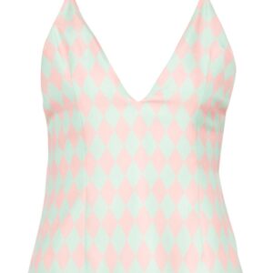 Balmain diamond-print silk top