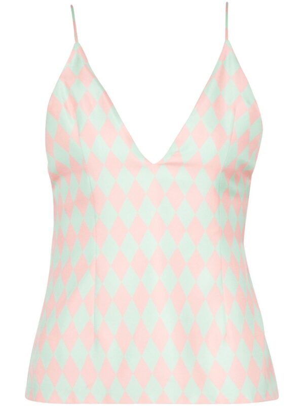 Balmain diamond-print silk top
