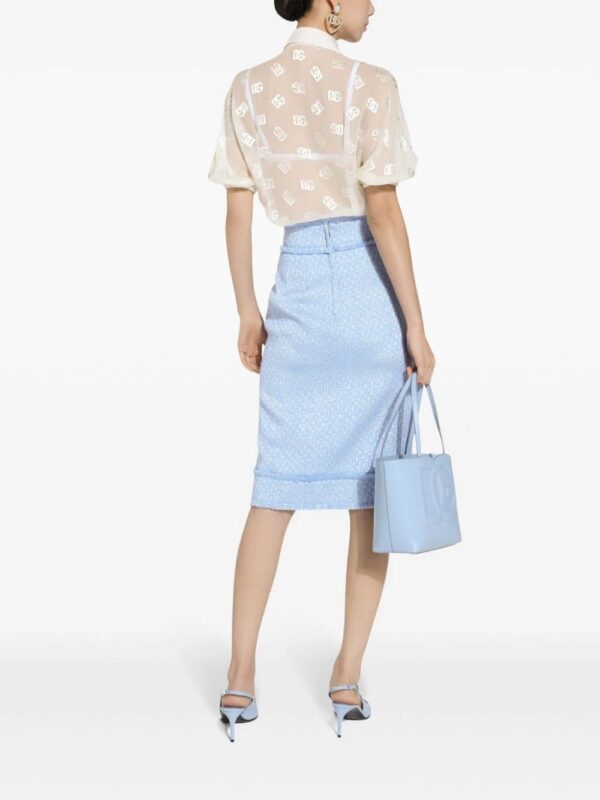 Dolce & Gabbana  appliqué-logo tweed straight skrit - Image 4