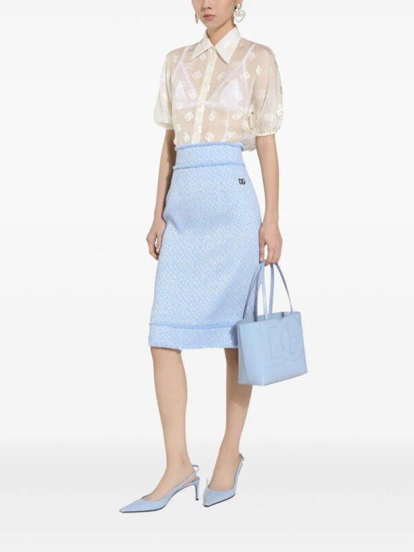 Dolce & Gabbana  appliqué-logo tweed straight skrit - Image 2