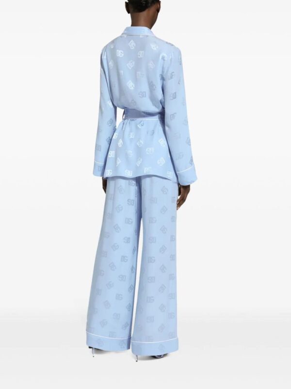 Dolce & Gabbana  monogram-jacquard tied-waist shirt - Image 4