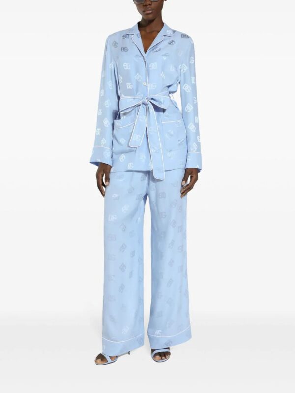 Dolce & Gabbana  monogram-jacquard tied-waist shirt - Image 3