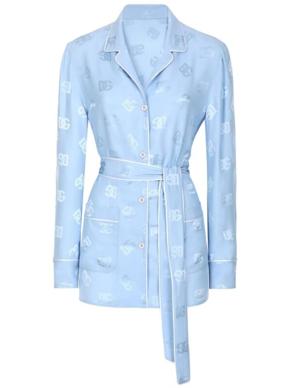 Dolce & Gabbana  monogram-jacquard tied-waist shirt