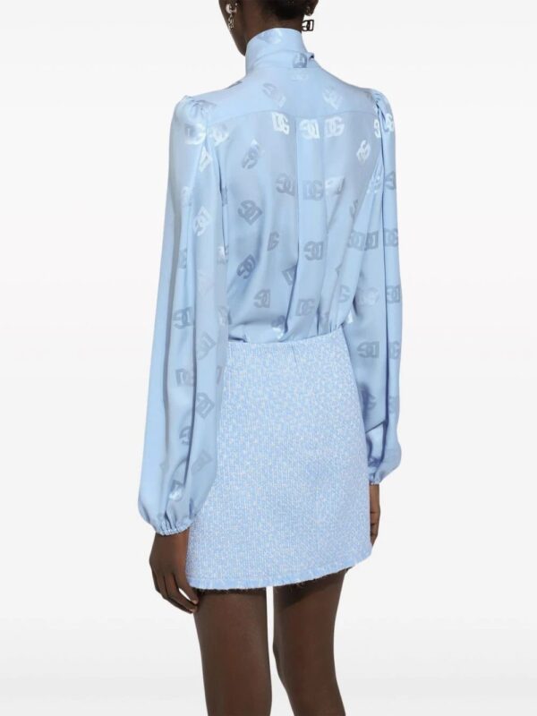 Dolce & Gabbana  monogram-jacquard pussy-bow shirt - Image 4