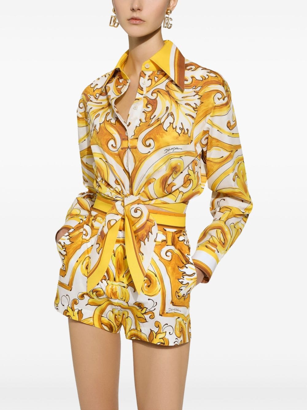 Dolce & Gabbana Majolica-print knotted shirt - Image 5