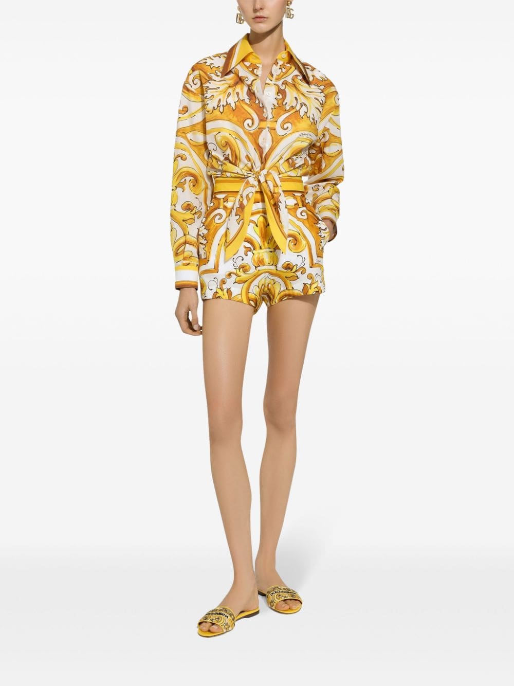 Dolce & Gabbana Majolica-print knotted shirt - Image 3