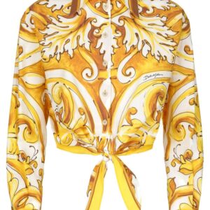 Dolce & Gabbana Majolica-print knotted shirt