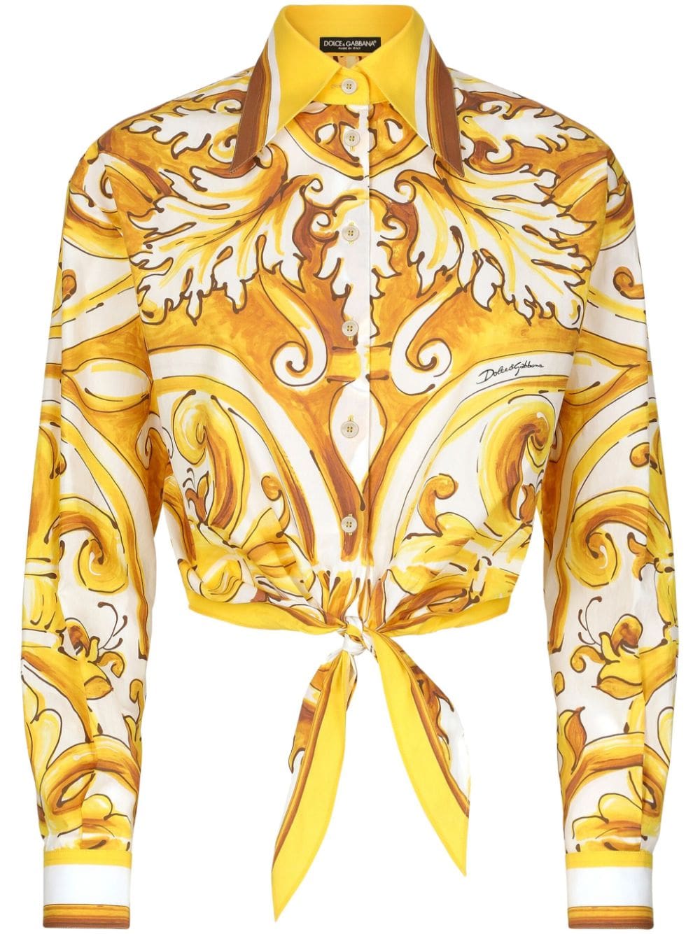 Dolce & Gabbana Majolica-print knotted shirt