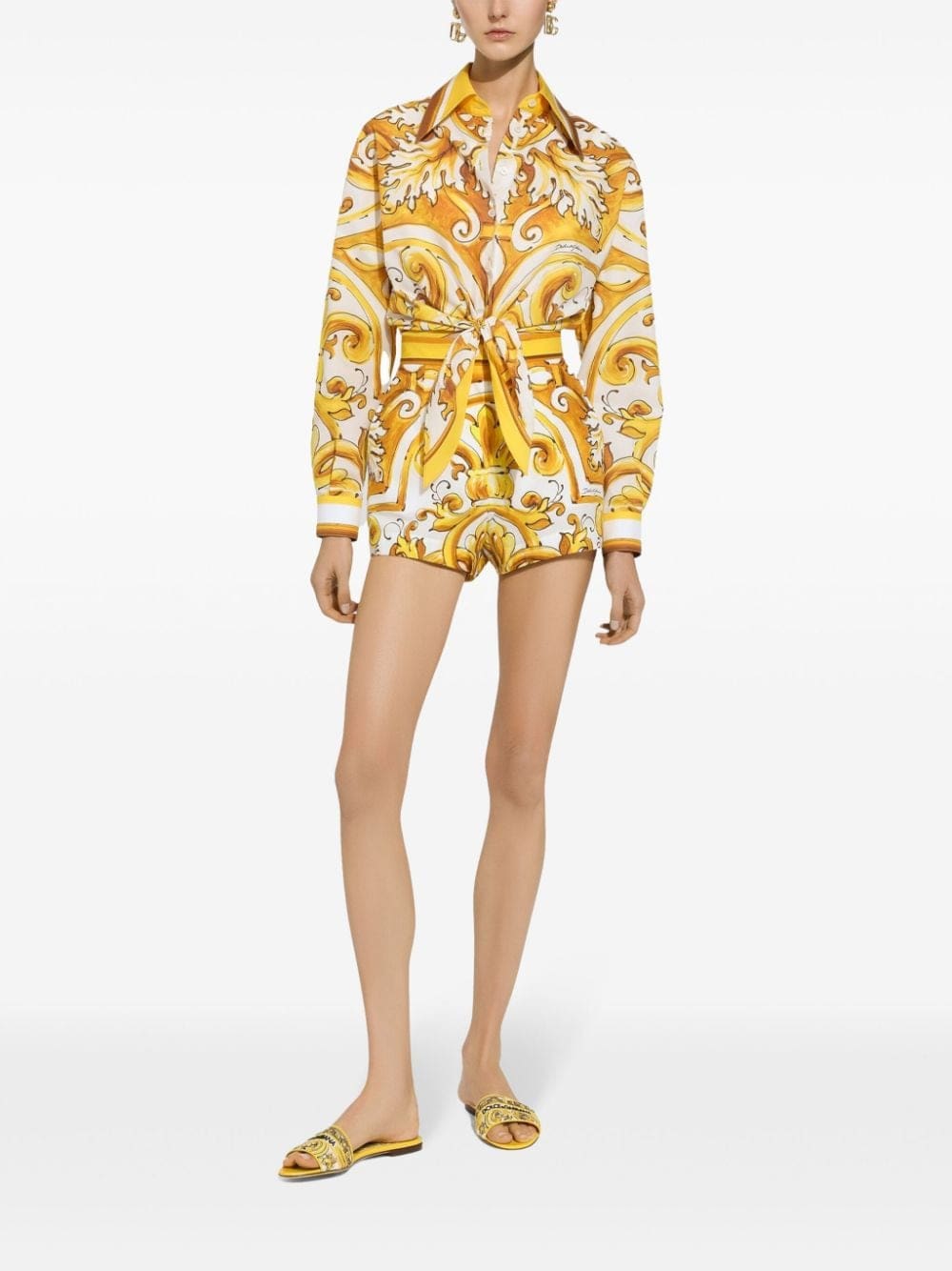 Dolce & Gabbana Majolica-print knotted shirt - Image 2