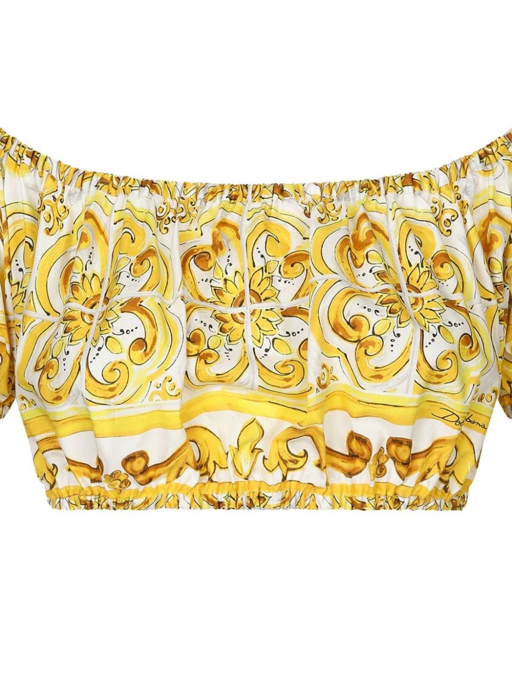 Dolce & Gabbana Majolica-print cotton crop top - Image 2