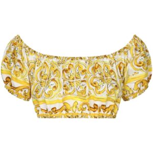 Dolce & Gabbana Majolica-print cotton crop top