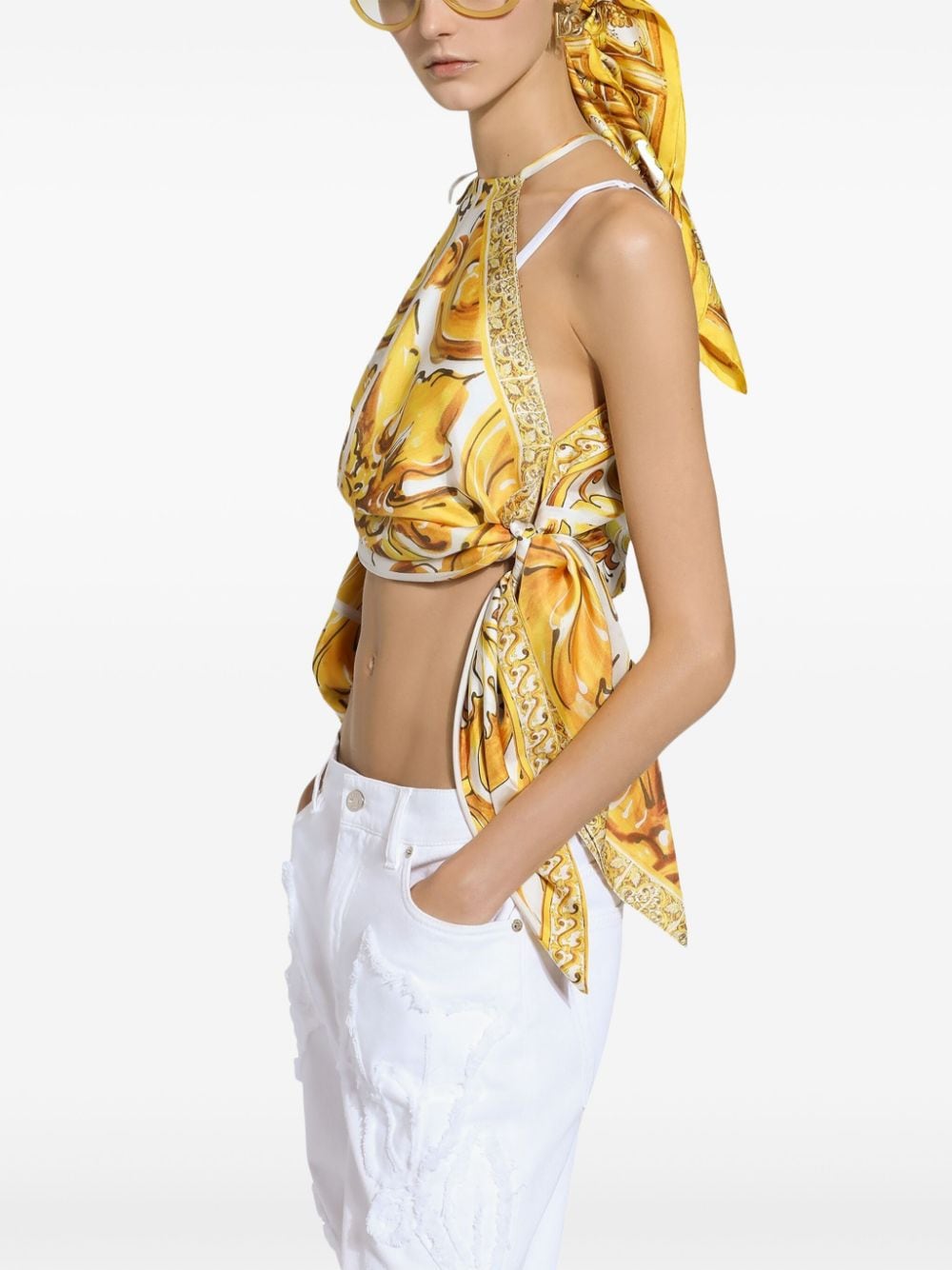 Dolce & Gabbana Majolica-print halterneck topy - Image 5