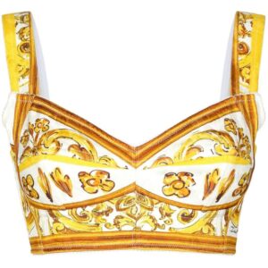 Dolce & Gabbana Majolica-print cotton crop top