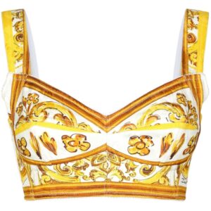 Dolce & Gabbana Majolica-print cotton crop top