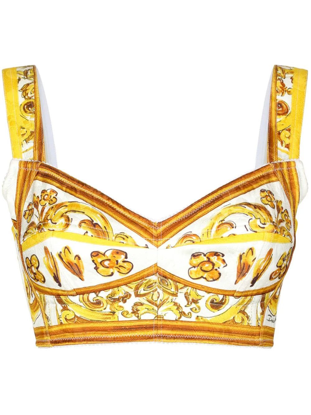 Dolce & Gabbana Majolica-print cotton crop top
