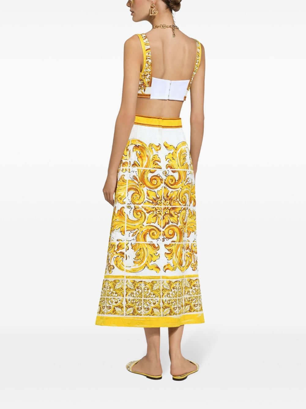 Dolce & Gabbana Majolica-print cotton crop top - Image 4