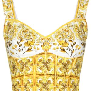 Dolce & Gabbana Majolica-print corset crop top