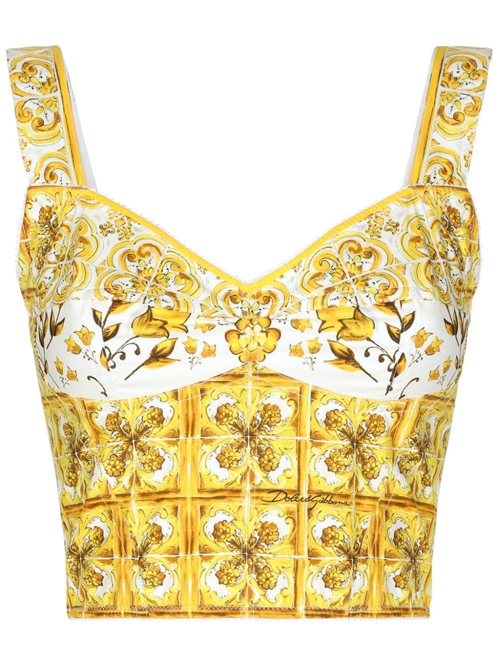 Dolce & Gabbana Majolica-print corset crop top