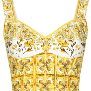 Dolce & Gabbana Majolica-print corset crop top