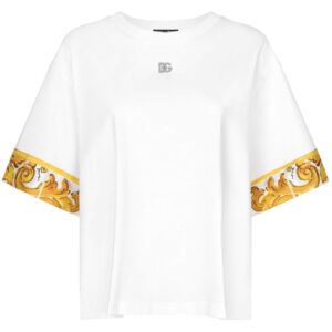 Dolce & Gabbana Majolica-trim cotton T-shirt