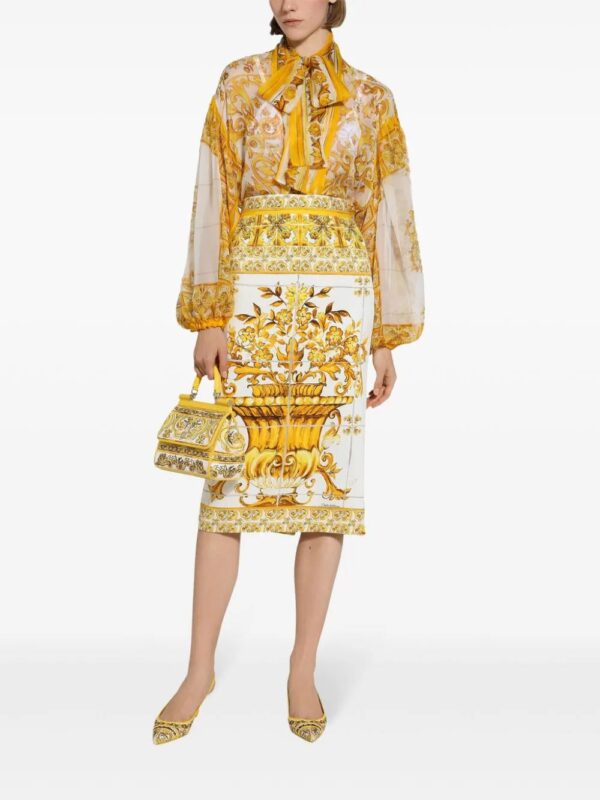 Dolce & Gabbana  Majolica-print silk pencil skirt - Image 2