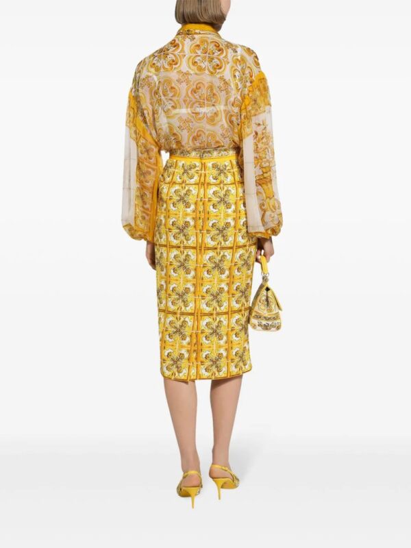 Dolce & Gabbana  Majolica-print silk pencil skirt - Image 4