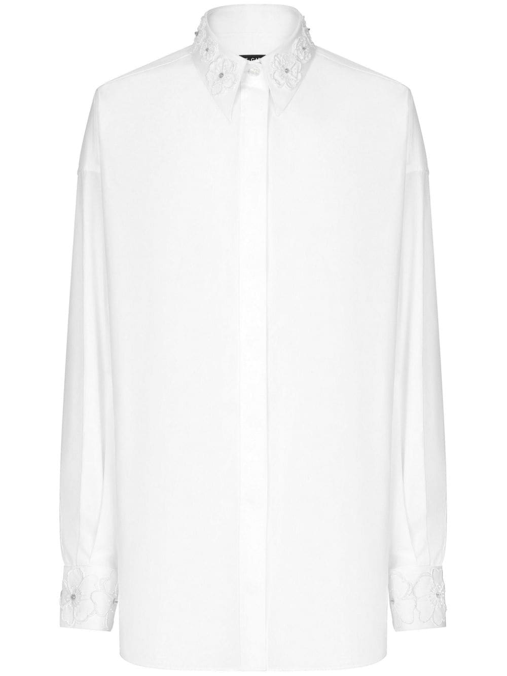 Dolce & Gabbana floral-embroidery point-collar shirt