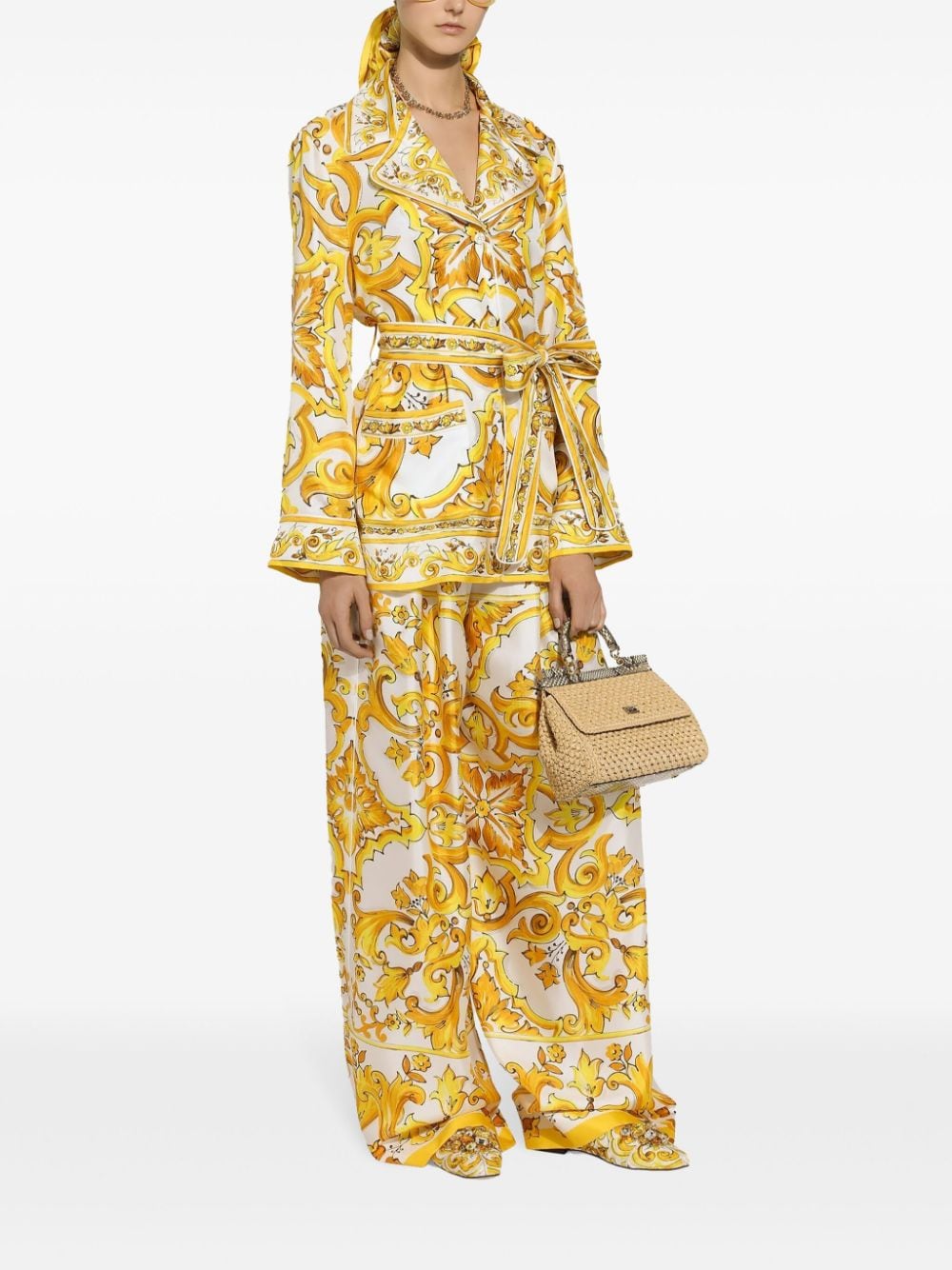 Dolce & Gabbana Majolica-print belted shirt - Image 3