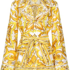 Dolce & Gabbana Majolica-print belted shirt