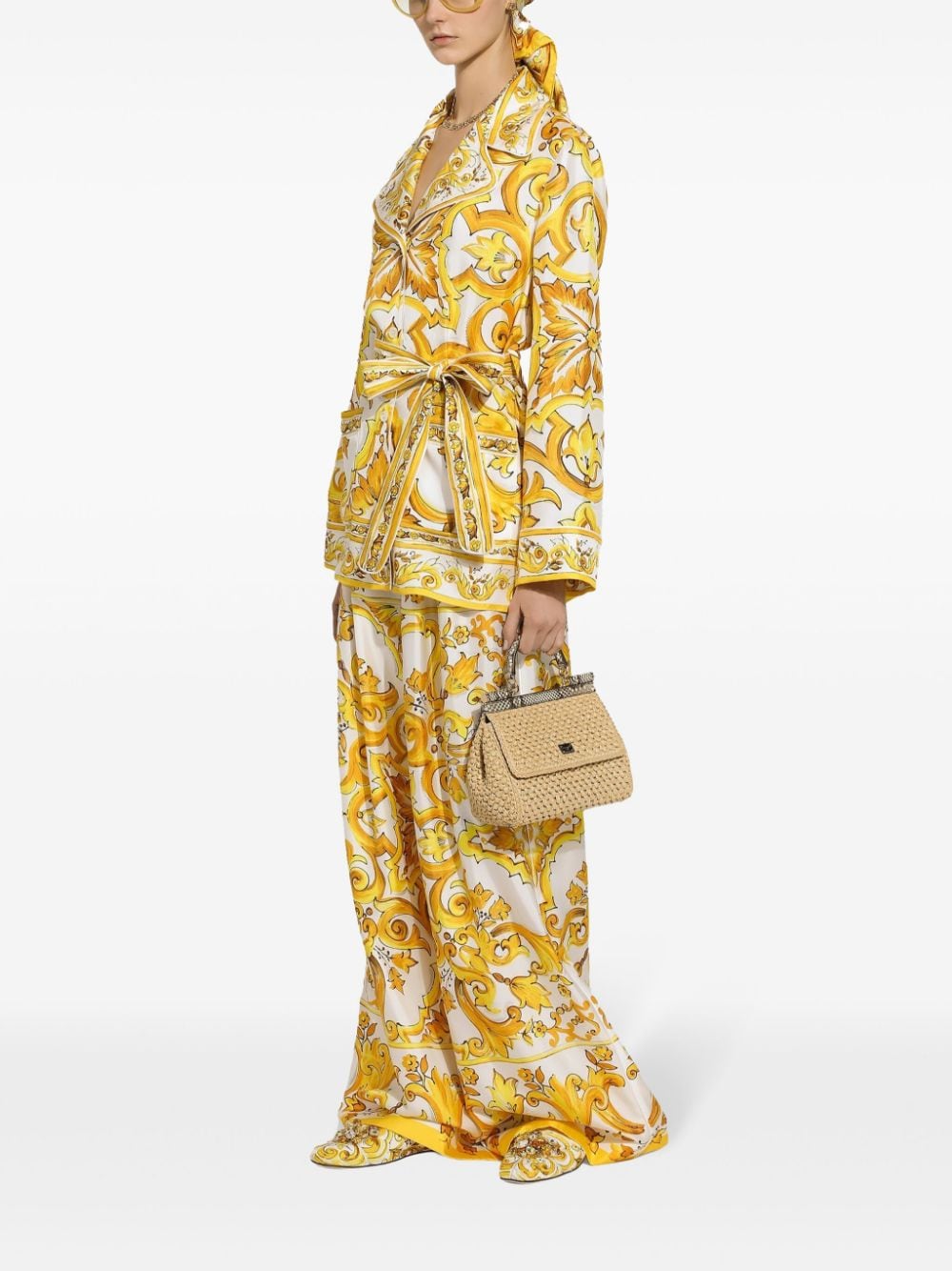 Dolce & Gabbana Majolica-print belted shirt - Image 2